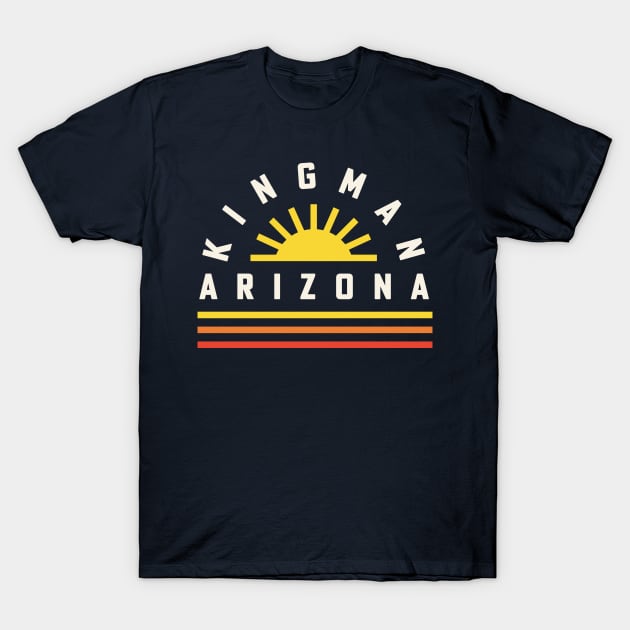 Kingman Arizona Retro Vintage Stripes Sunset T-Shirt by PodDesignShop